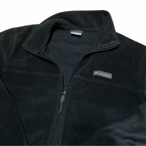 Columbia Sweater Men's Large Full Zip Up Long Sleeve Mock Neck Fleece Black - Picture 3 of 9